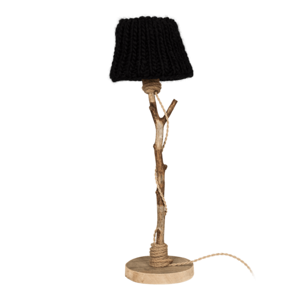 houten tafellamp zwarte kap